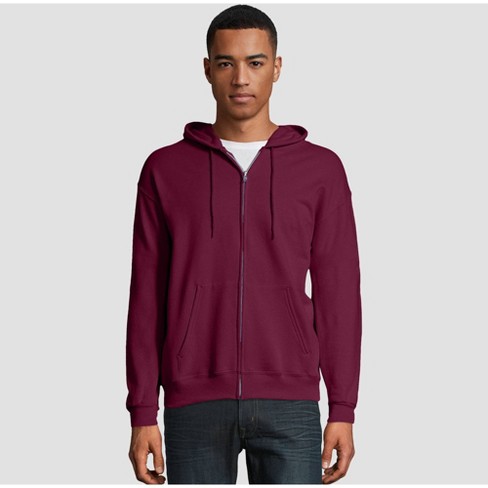 Hanes Men's Ecosmart Fleece Full-zip Hooded Sweatshirt - Maroon L : Target