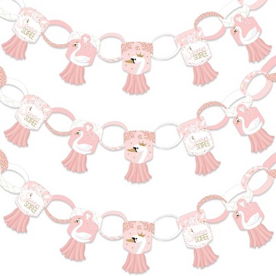 Big Dot of Happiness Swan Soiree - 90 Chain Links and 30 Paper Tassels Decor Kit - Swan Baby Shower or Birthday Party Paper Chains Garland - 21 feet
