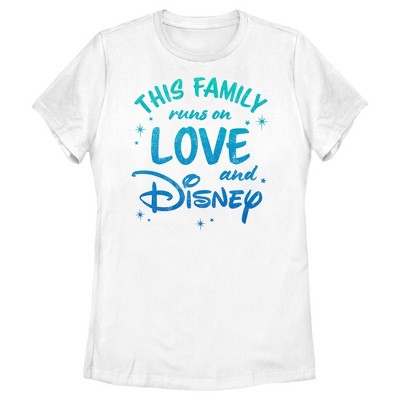 Women's Disney Family Runs On Love And Disney T-shirt - White - X Large 