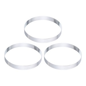 Unique Bargains Stainless Steel Non-Stick Perforated Baking Dessert Round Cake Ring 3 Pcs - 1 of 4