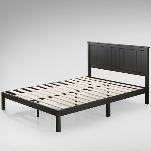 Full Santiago Wood Platform Bed With Headboard Black   Zinus : Target