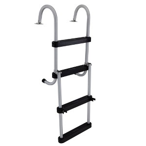 RecPro Compact Space Saving Aluminum 4-Step Pontoon Boat Ladder w/Plastic Steps - 1 of 4
