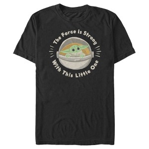 Men's Star Wars The Mandalorian The Child 2D Bassinet Force Is Strong T-Shirt - 1 of 4