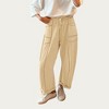 Anna-Kaci Women’s Soft Wide Leg Pants with Cargo Style Seam Detailing Adjustable Drawstring Waistband and Relaxed Stretch Fit - 3 of 4