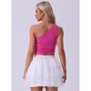 Allegra K Women's Sleeveless One-Shoulder Ruched Tank Crop Top - 4 of 4