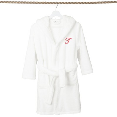Large White Hooded Kids Bathrobe with Microfiber and Polyester