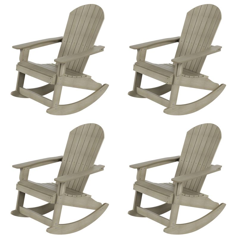 WestinTrends 4-Piece Outdoor Patio All-weather Adirondack Rocking Chair Set, 1 of 4