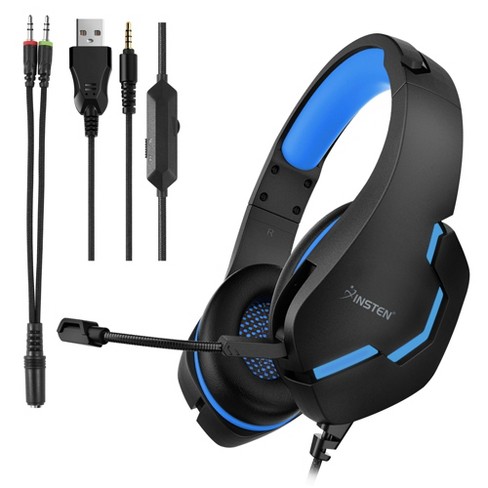 Insten Gaming Headset with Microphone, Compatible with PC, Mac, PS5, PS4,  Xbox One, Xbox One S/X, Xbox Series S/X, Switch, Android, iOS, Blue