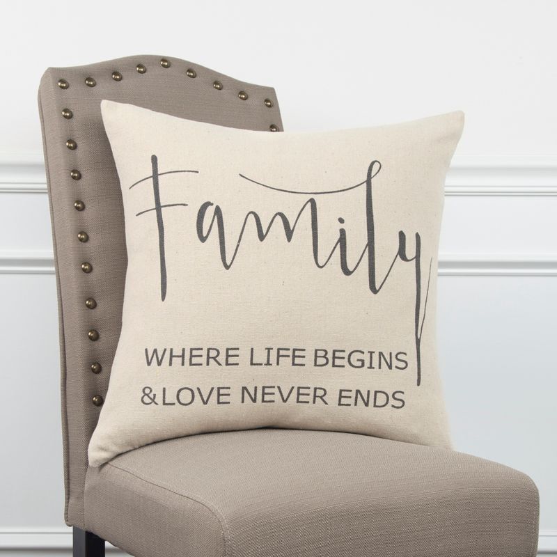 18&#34;x18&#34; &#39;Family&#39; Sentiment Decorative Filled Square Throw Pillow Neutral - Rizzy Home, 5 of 6