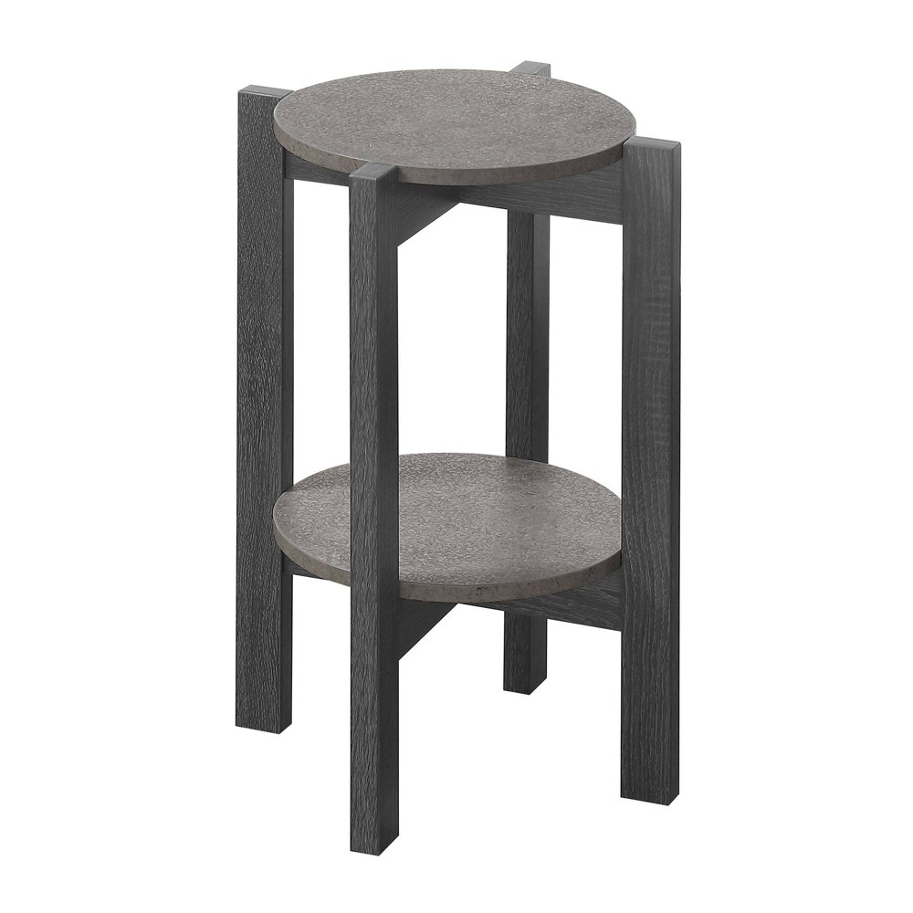 23.5" Newport Medium 2 Tier Plant Stand Faux Cement/Weathered Gray - Breighton Home