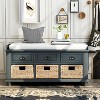 CAVINAS Storage Bench Shoe Rack Storage Bench with 3 Drawers and 3 Rattan Baskets - 4 of 4