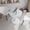 FONTOI 31.50" Hexagonal End Table with Metal Pedestal, Side Table for Living Room Bedroom Small Space, White, 31.5"*29.13"*31.5" - 4 of 4