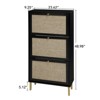 ALEXOUN Rattan 3 Door Shoe Rack - Freestanding Shoe Storage Cabinet,Easy to Assemble & Spacious Organizer for Entryway, Living Room,Porch - 3 of 4