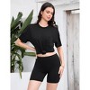 Clearlove Women's 2025 Summer Loungewear Set Knit Short Sleeve Top and Shorts Set Breathable Home Outfit - 3 of 4