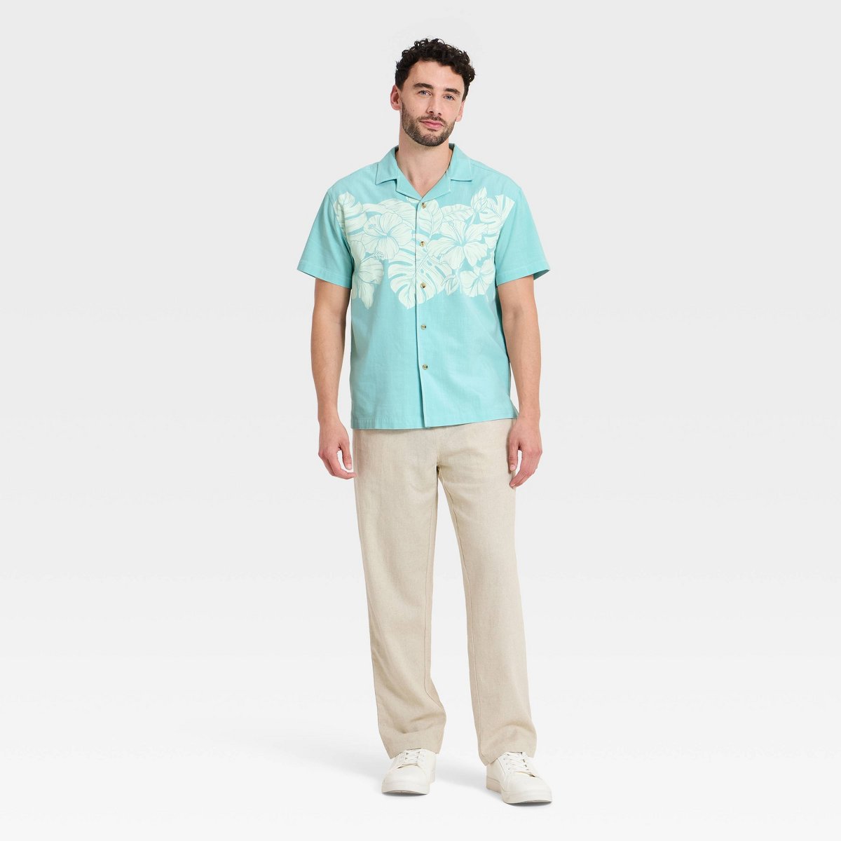 Мужские рубашки Goodfellow & Co Men's Short Sleeve Button-Up Camp Shirt - Goodfellow & Co™ Blue S — фото 2