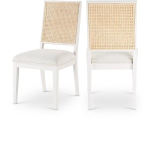 Meridian Furniture,Butterfly Cream Linen Textured Fabric Dining Chair, Set of 2 - 1 of 4