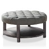 Julla Round Button Tufted Storage Ottoman Antique Washed Gray/Light Gray - HOMES: Inside + Out - 2 of 4