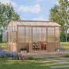 8x12 FT Wooden Greenhouse, Walk-In Garden Greenhouse with Polycarbonate Panels, Lockable Door & Ventilation Window for Backyard, Heavy Duty - 2 of 4