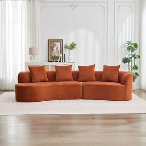 Christopher Knight Home Hailey 126“ Modern Boucle Upholstered 5 Seater Curved Sectional Sofa with Pillows - 1 of 4