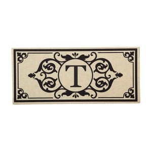 Evergreen Cambridge Chic Letter T Monogram Burlap Sassafras Indoor Outdoor Switch Doormat1'10"x10"Brown - 1 of 4