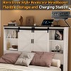 PAKASEPT Farmhouse Queen Size Bed Frame with Storage Bookcase Headboard with Sliding Barn Door, White Platform Bed w/Charging Station - 4 of 4
