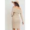 Hello Miz Women's Ribbed Off Shoulder Long Sleeve Bodycon Maternity Dress - 3 of 4