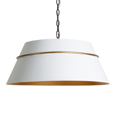 LNC Vibuhutoiys 4 -Lights 23.4" Modern Medium Luxury Drum Chandelier, White and Antique Gold