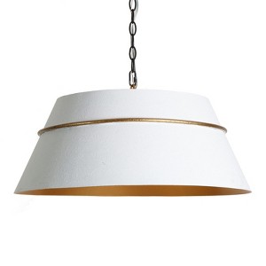 LNC Vibuhutoiys 4 -Lights 23.4" Modern Medium Luxury Drum Chandelier, White and Antique Gold - 1 of 2