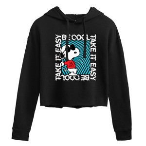 Women's - Peanuts - Be Cool, Take It Easy Snoopy Cropped Graphic Hoodie - 1 of 4