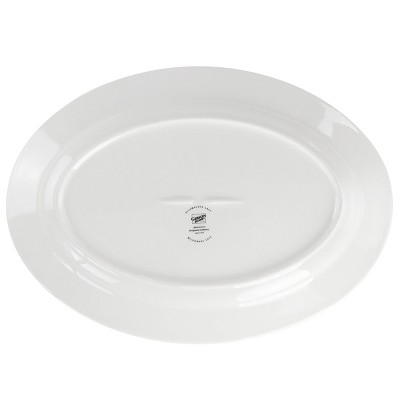 Village Vines 14 Inch White Ceramic Oval Serving Platter