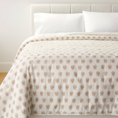 Lofty Cotton Slub Woodblock Print Floral Quilt Off White/mauve – Threshold™  Designed With Studio Mcgee : Target
