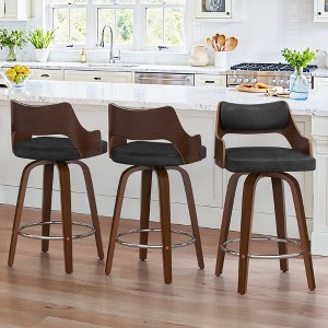 Arceso 26" Swivel Counter Height Bar Stools,Mid-Century Wooden Barstools with Backs for Kitchen Restaurant - 1 of 4