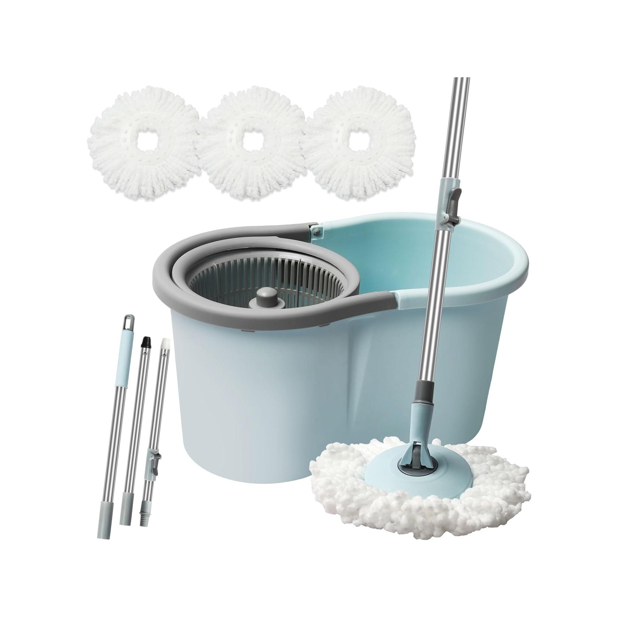 Mop and Bucket with Wringer Set for Home, 50" Extended Handle