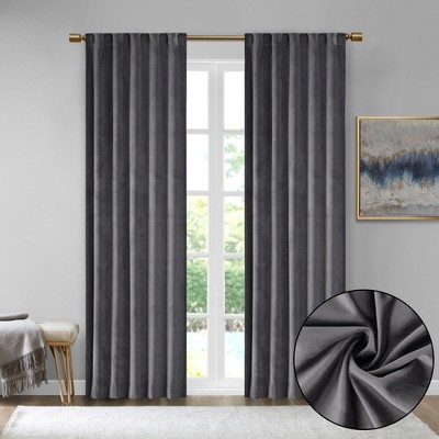 2 Pcs Solid Curtain Panel Pair, Light Sheen and Plush Textured Light Filtering Curtain for Luxury Decor Style, Velvet Soft Window Panel for All Season