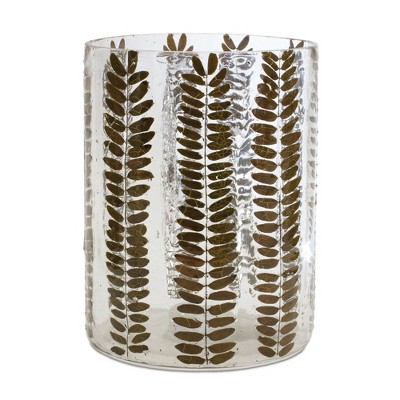 Melrose Dried Leaf Glass Candle Holder