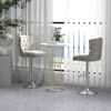 Costway Set of 2 Bar Chairs Dutch Velvet Bar Stool with Footrest Metal Base Anti-Slip Ring Pink/Beige/Grey - 2 of 4
