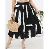 BLUEMING Womens Plus Size Pleated Skirts Floral High Rise Elastic Waist Swing Flar Maxi Skirt - 2 of 4
