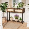39.3" Console Table, 2-Tier Rattan Sofa Table, Wooden Entrance Table with 2 Drawers for Entryway, Living Room, Hallway - 4 of 4
