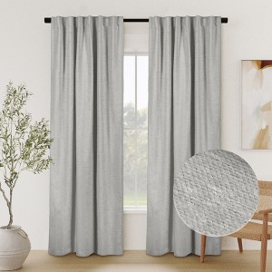 Chenille Solid Room Darkening Back Tab Curtain Single Panel - 1 of 4