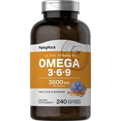 Piping Rock Omega 3 6 9 | 3600mg | 240 Softgels