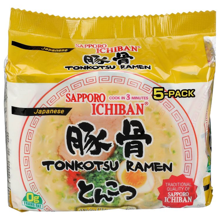 Sapporo Ichiban Japanese Tonkotsu Ramen Noodles - 18.5oz/5ct, 3 of 5
