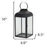 HomeRoots Set of Two Black Distressed Iron Floor Lantern Candle Holders - 3 of 4