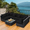 Tangkula 7PCS Rattan Patio Conversation Set Sectional Furniture Set w/ Black Cushion - 2 of 4