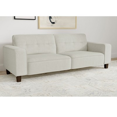 Evoke Greige Polyester Tufted Sofa