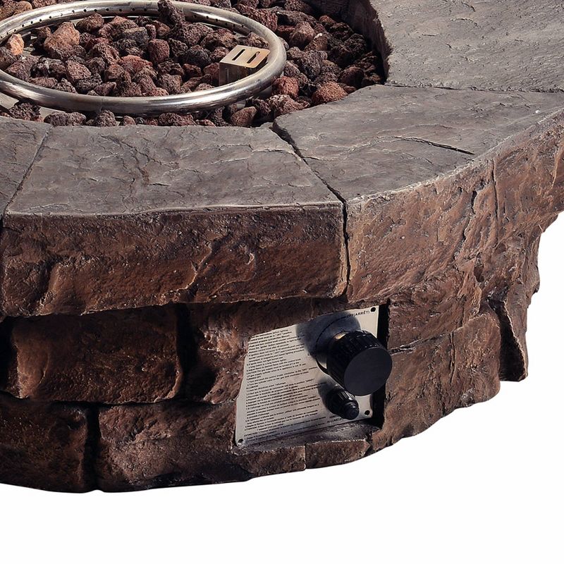 Woodsy Outdoor Round Stone Propane Gas Fire Pit - Teamson Home, 5 of 10