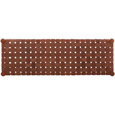 Amalia 47'' Cognac Leather and Dark Brown Mindi Wood Bench
