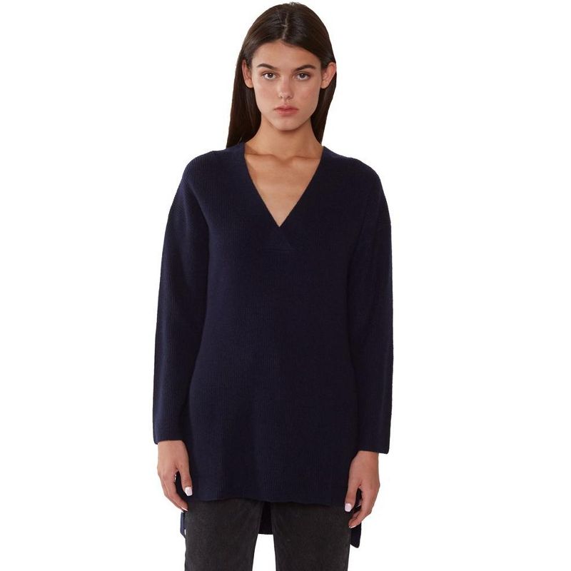 JENNIE LIU Women's 100% Pure Cashmere Long Sleeve Ribbed Tunic Sweater, 5 of 6