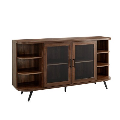 Mid-Century Modern Glass Double Door Curved Sideboard - Saracina Home