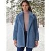 Allegra K Women's Lapel Collar Faux Fur Fuzzy Winter Long Overcoat with Pockets - 2 of 4