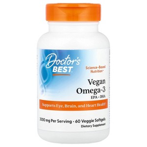 Doctor's Best Vegan Omega-3,  EPA+DHA, 2,000 mg, 60 Veggie Softgels (1,000 mg per Softgel) - 1 of 2